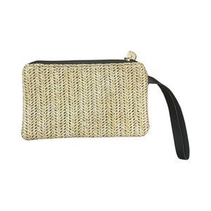 Minimalist Straw Bag Pouch With Wristlet Zipper
